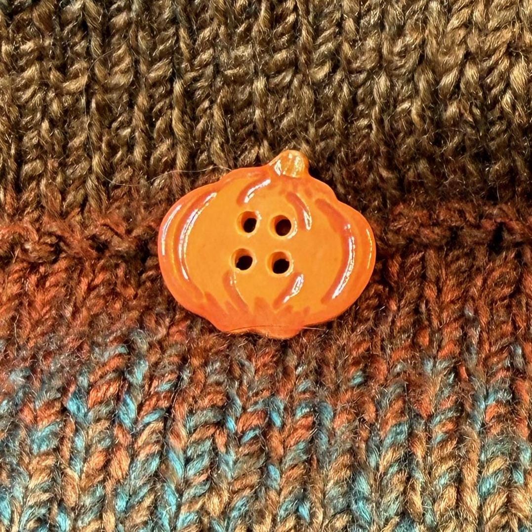 Orange Pumpkin 4 Hole Ceramic Button