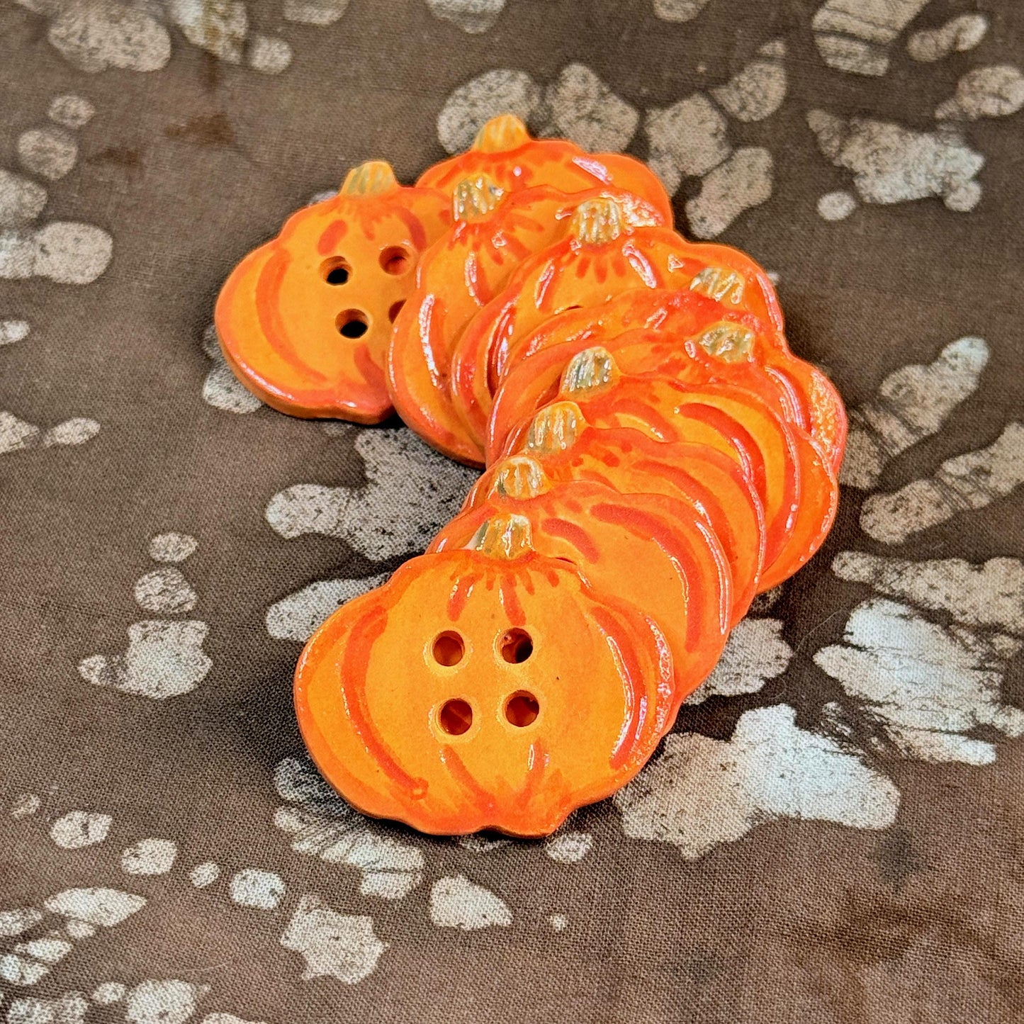 Orange Pumpkin 4 Hole Ceramic Button