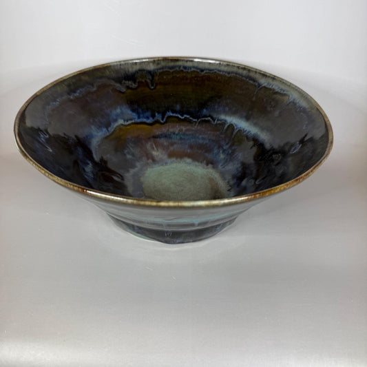Dark Blue River Run Glazed Stoneware Serving Bowl/Fruit Bowl