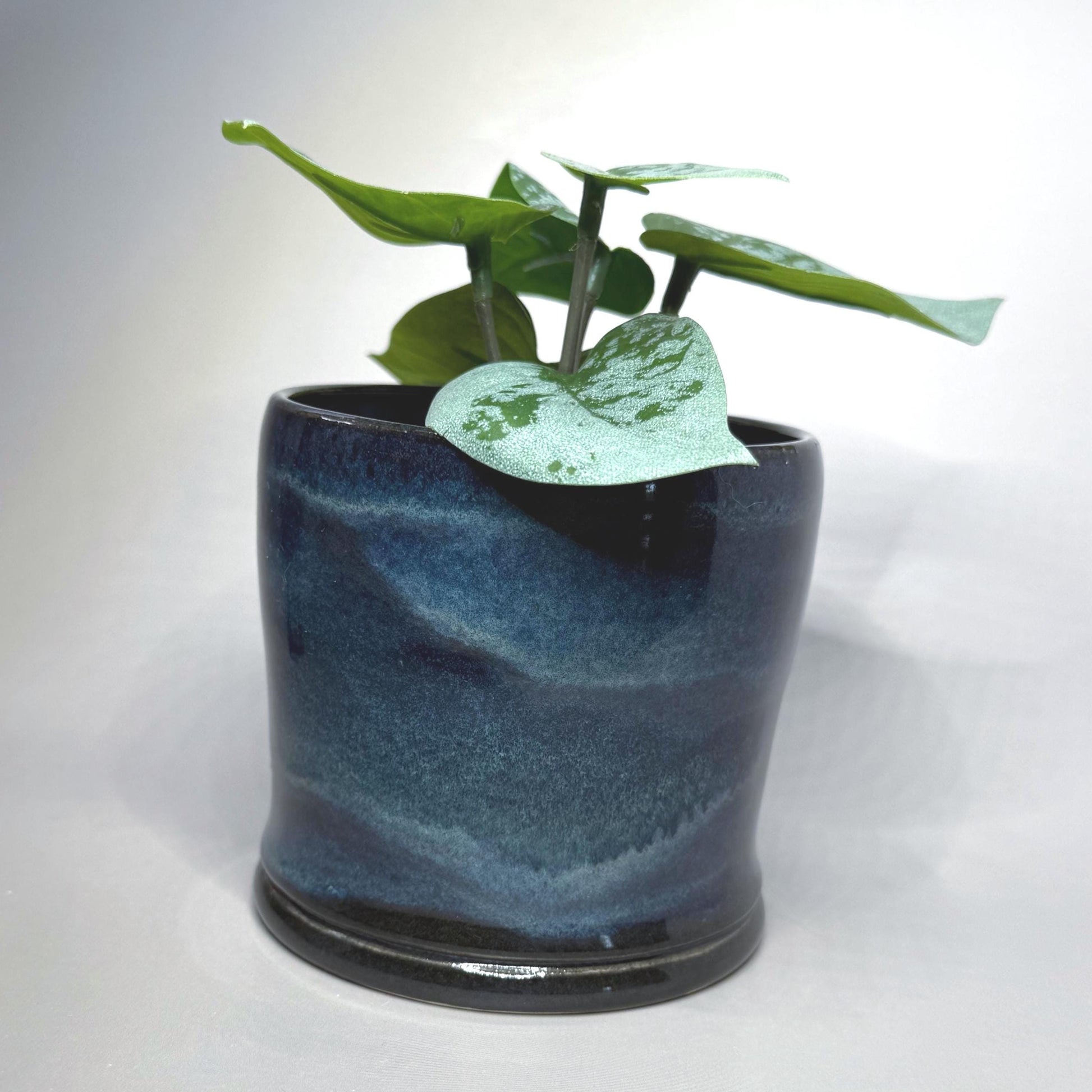 Blue Ocean Ripples Glaze Cache Pot/Desk Caddy