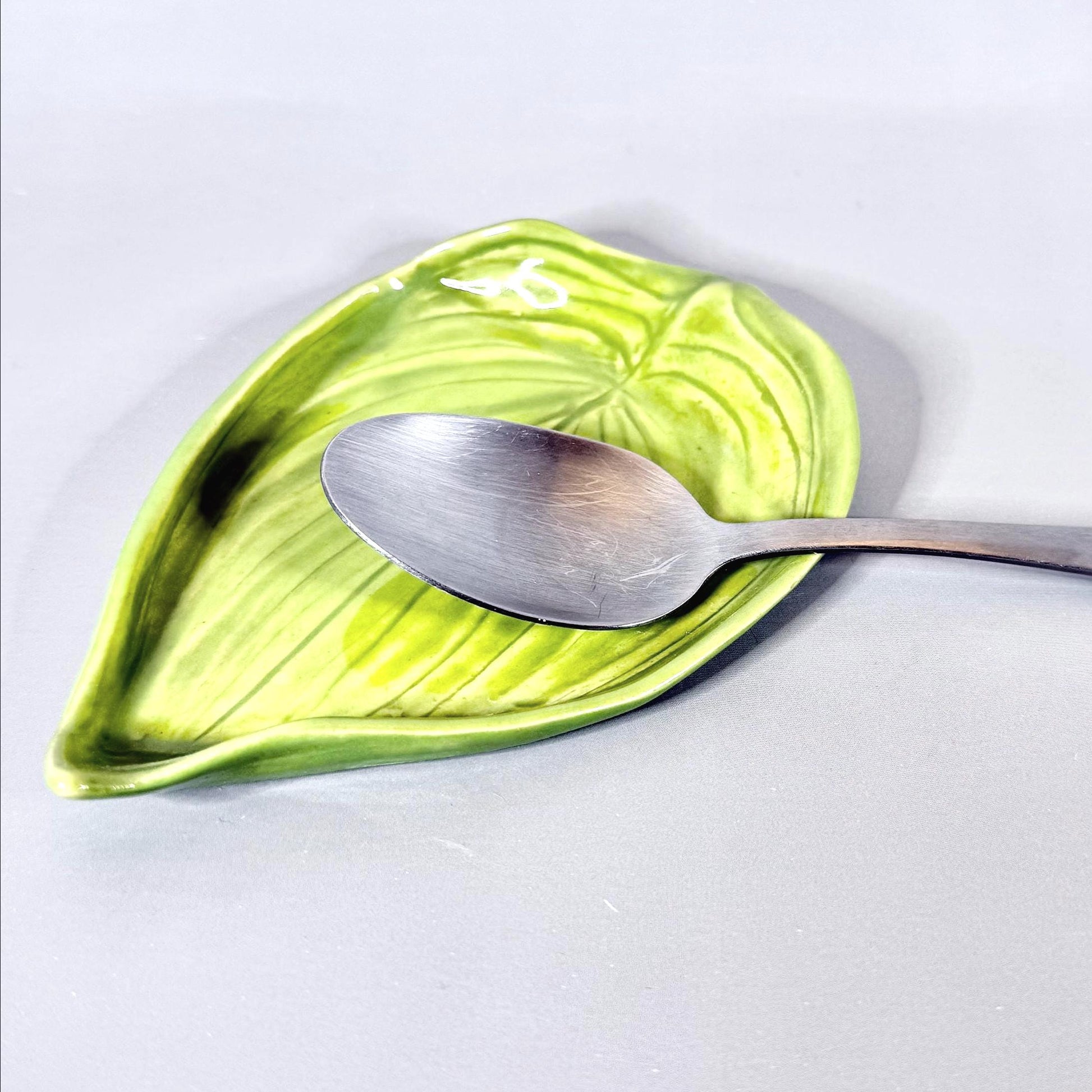 Bright Green Leaf Teabag Holder/Spoon Rest/ Trinket Dish
