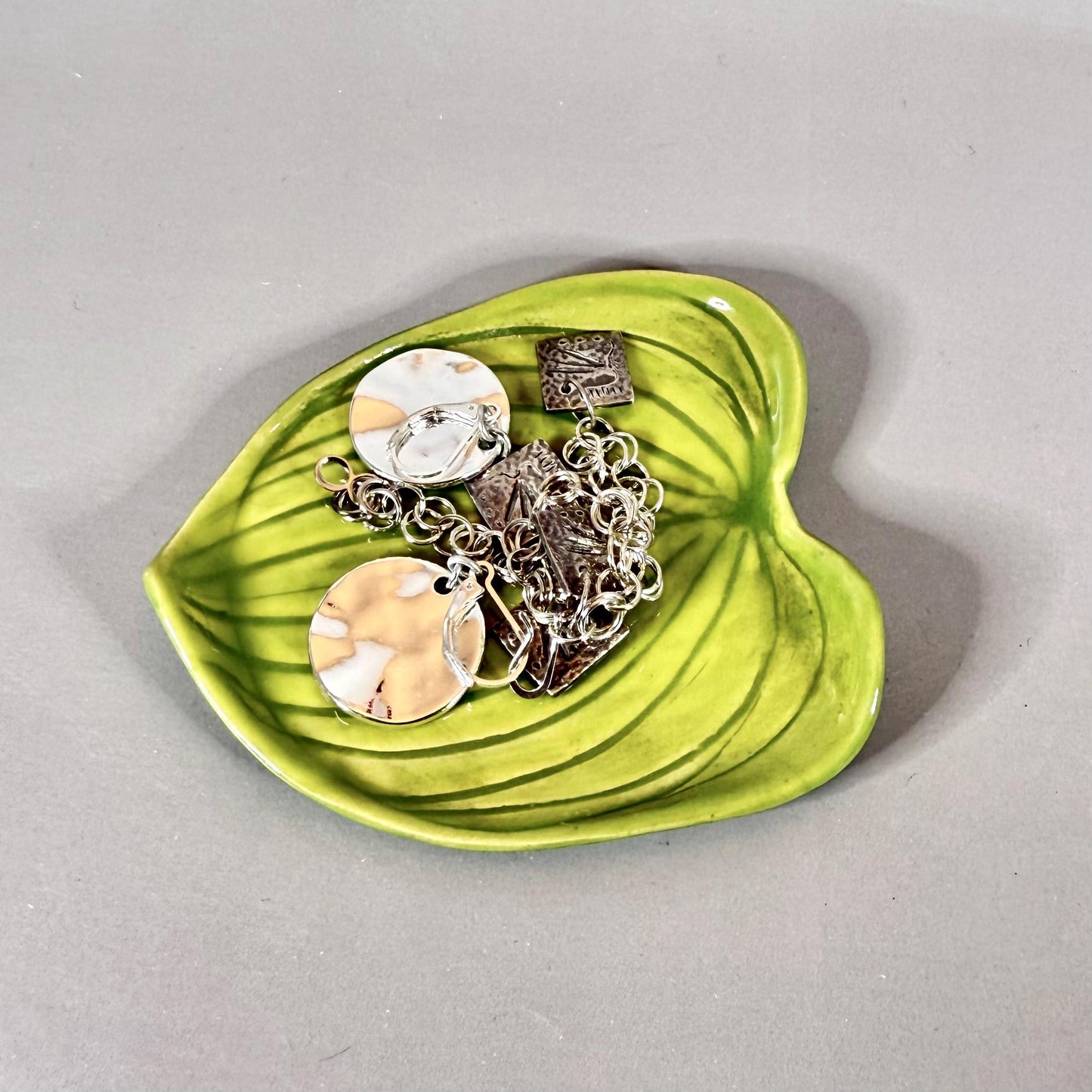 Bright Green Leaf Teabag Holder/Spoon Rest/ Trinket Dish #3
