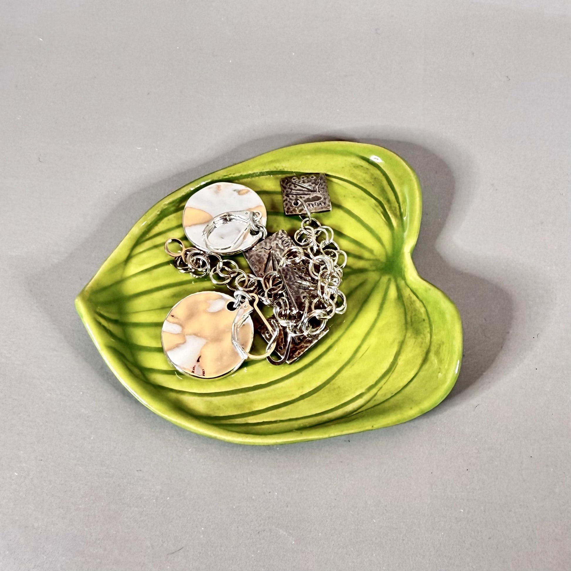 Bright Green Leaf Teabag Holder/Spoon Rest/ Trinket Dish #3