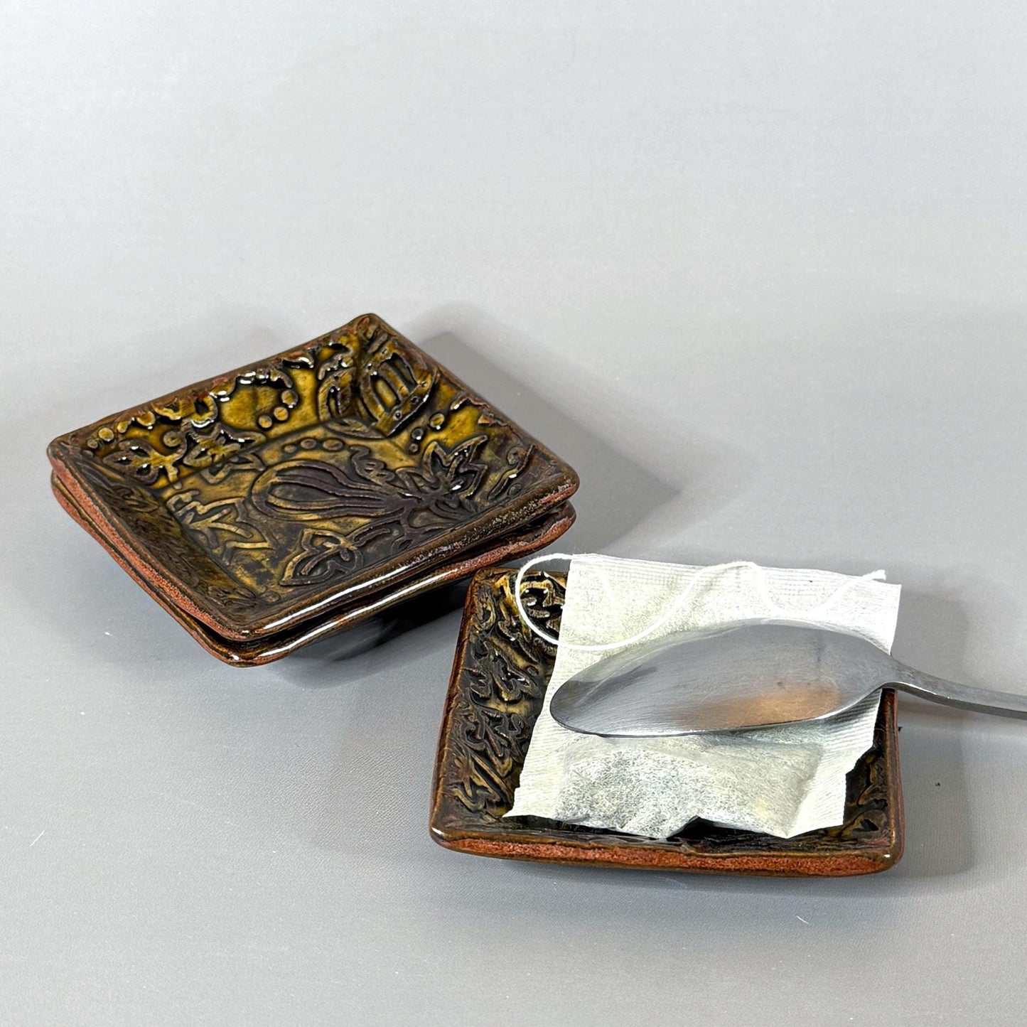 Gourds and Pumpkins Harvest Gold Teabag Holder and Spoon Rest
