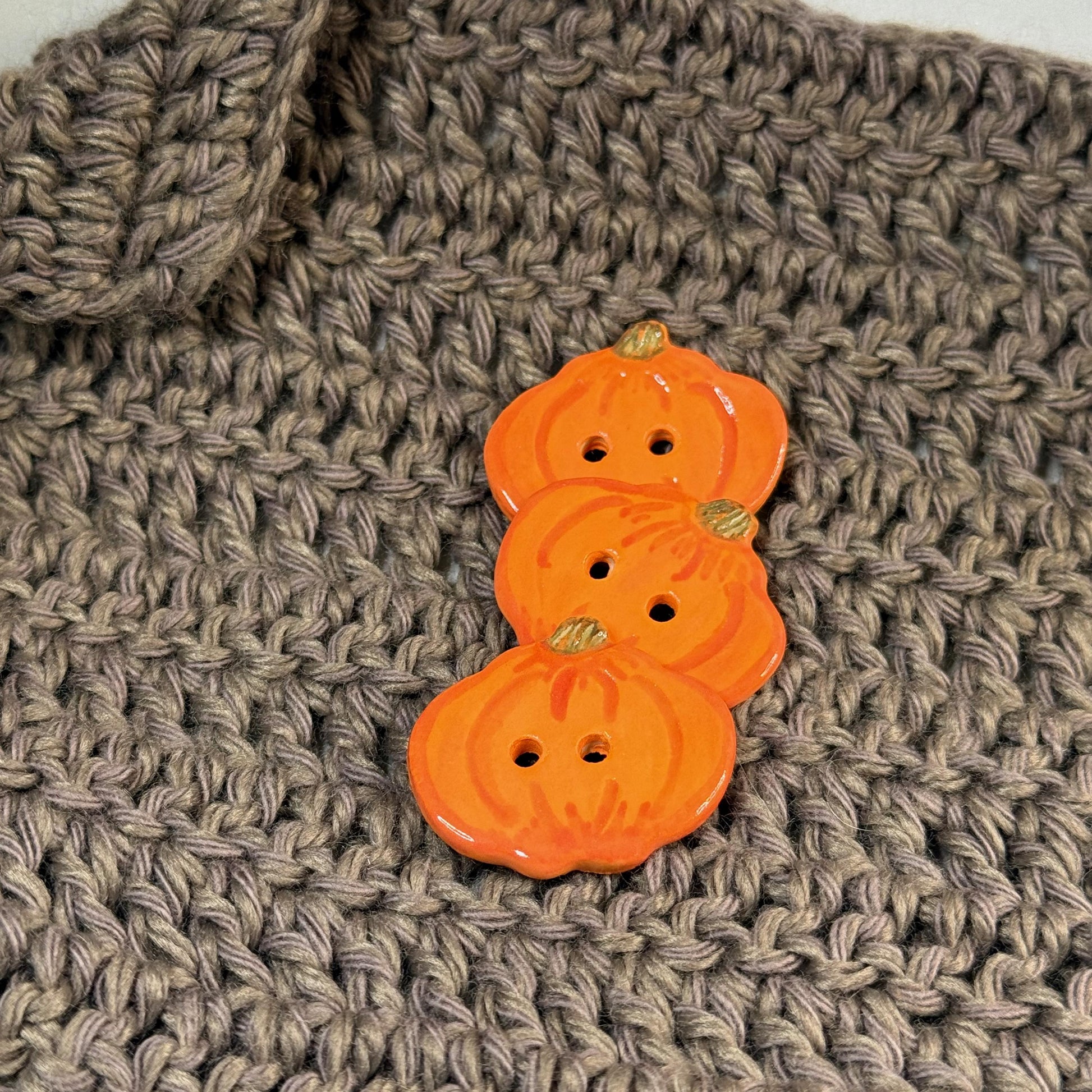 Orange Pumpkin 2 Hole Ceramic Button