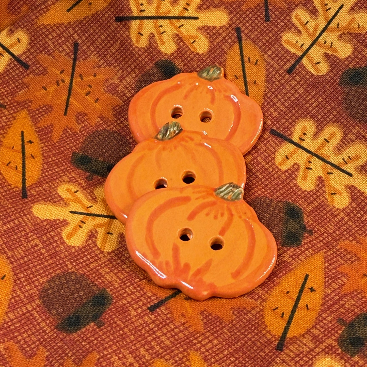 Orange Pumpkin 2 Hole Ceramic Button