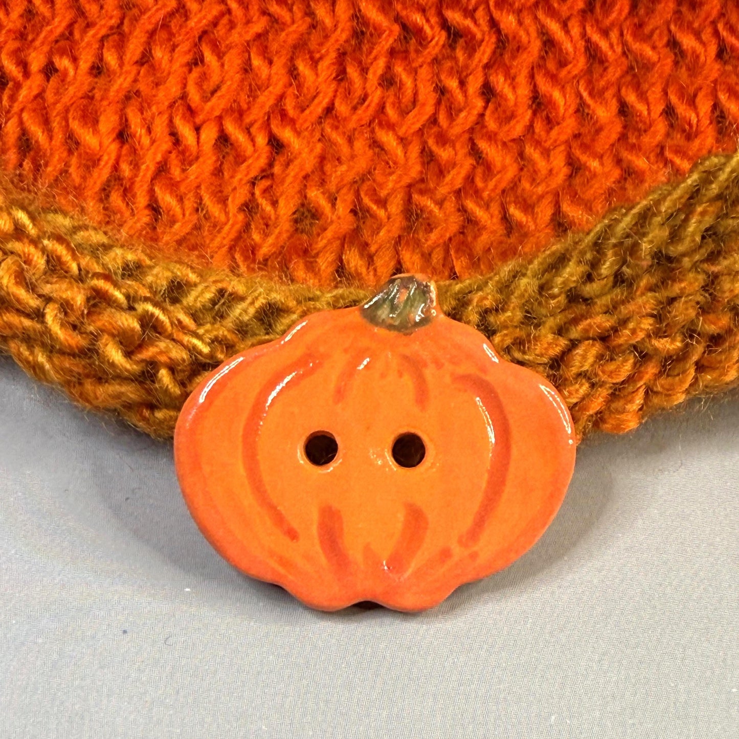Orange Pumpkin 2 Hole Ceramic Button