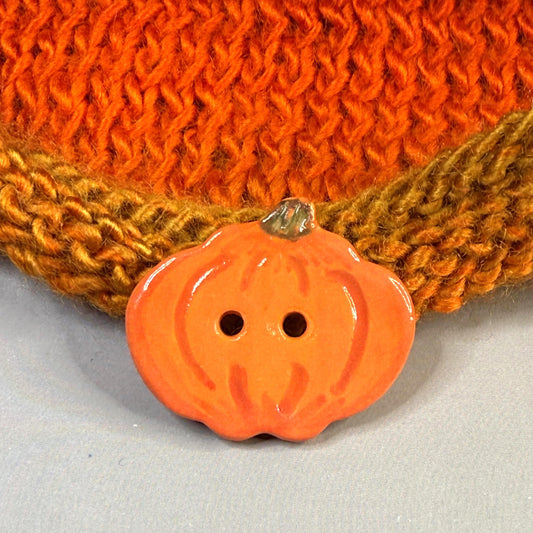 Orange Pumpkin 2 Hole Ceramic Button