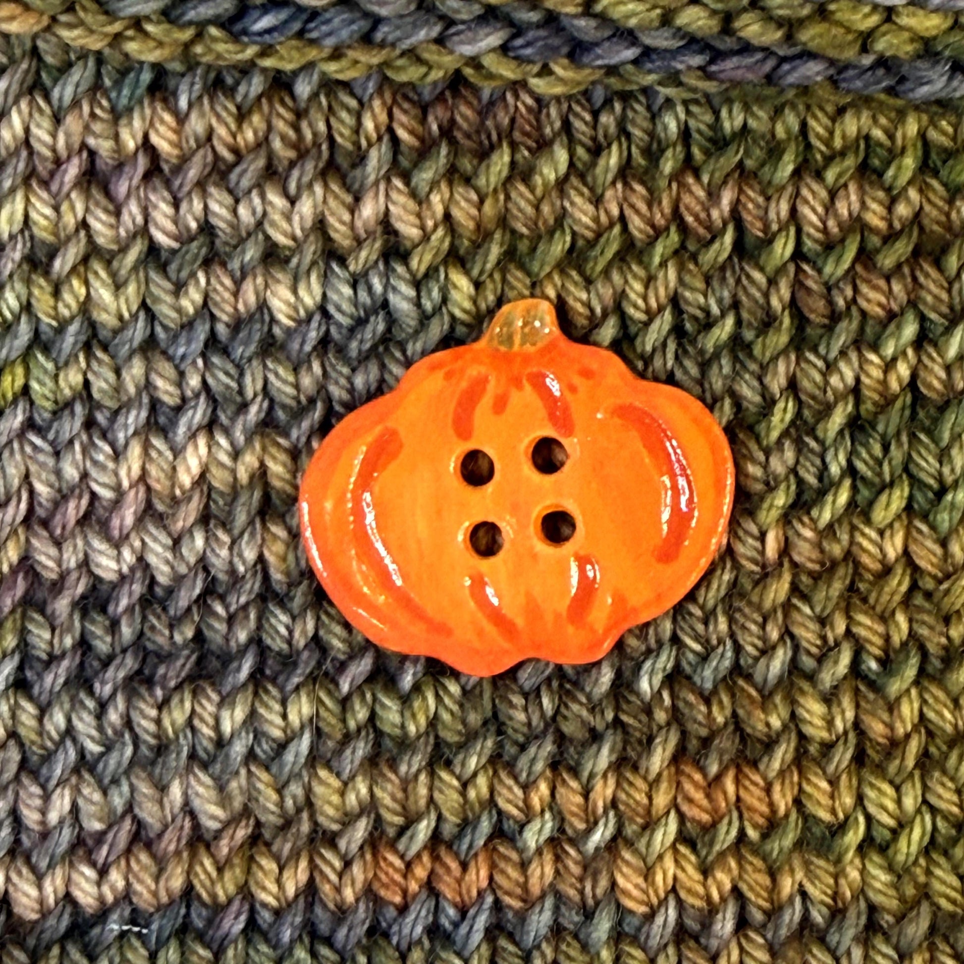 Orange Pumpkin 4 Hole Ceramic Button