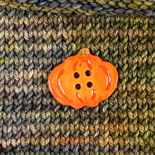 Orange Pumpkin 4 Hole Ceramic Button