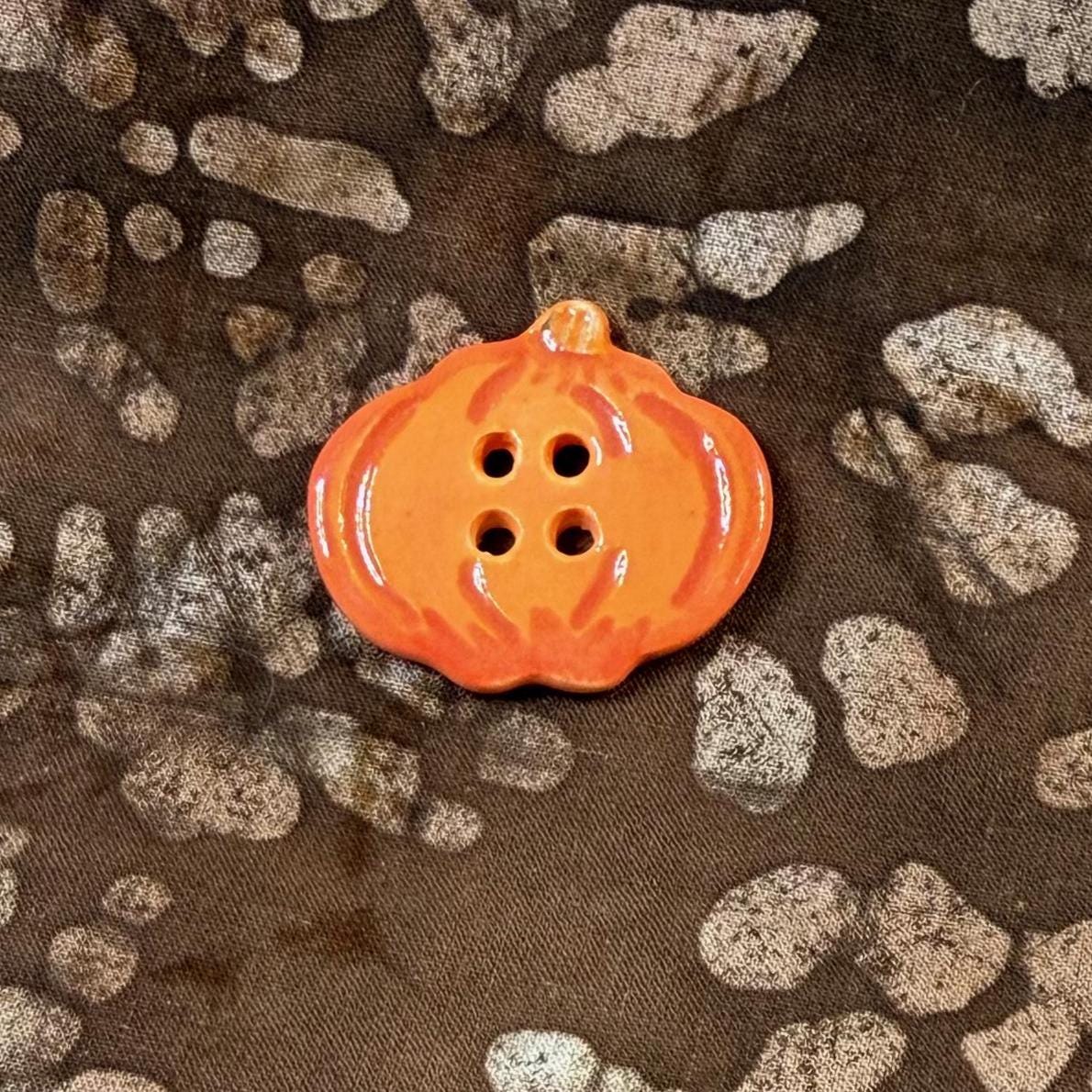 Orange Pumpkin 4 Hole Ceramic Button