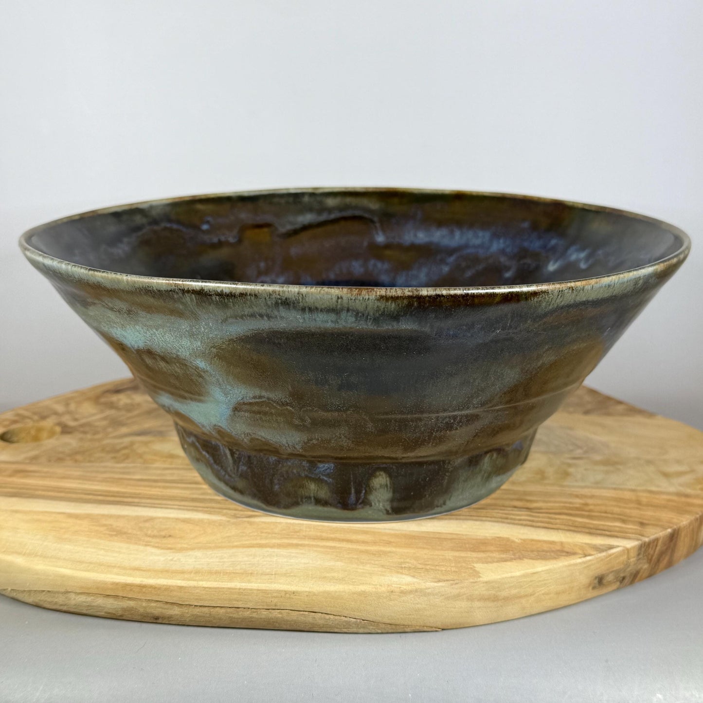 Dark Blue River Run Glazed Stoneware Serving Bowl/Fruit Bowl
