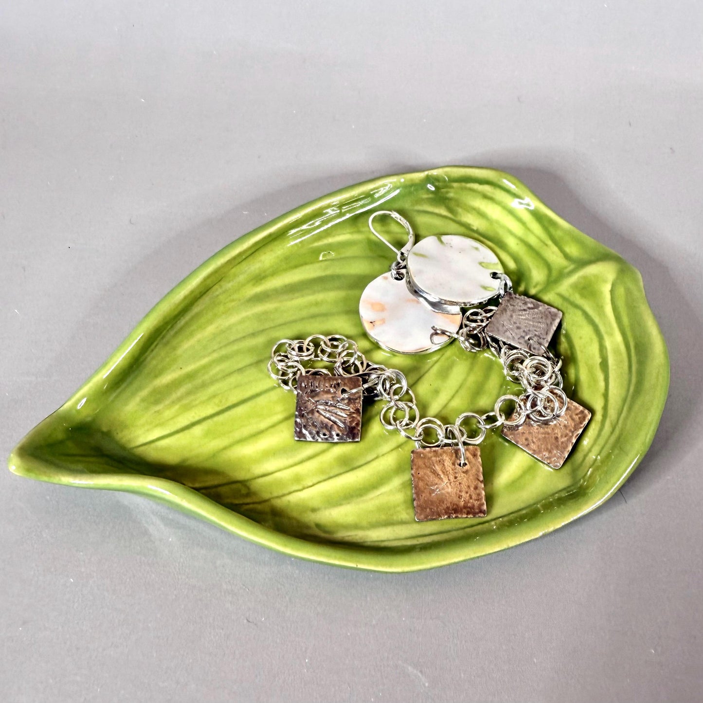 Bright Green Leaf Teabag Holder/Spoon Rest/ Trinket Dish
