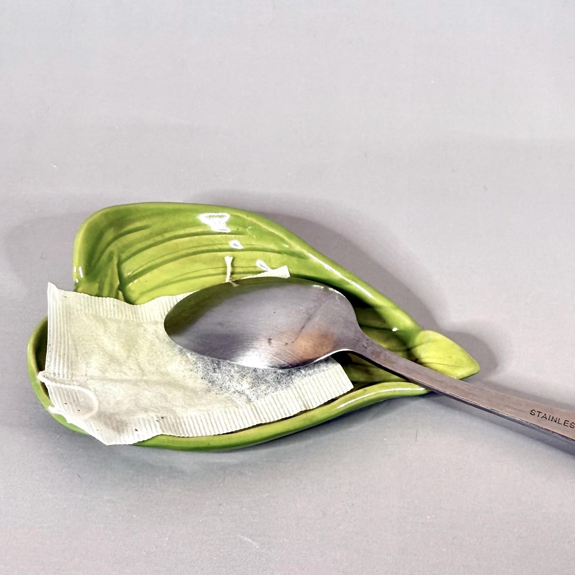 Bright Green Leaf Teabag Holder/Spoon Rest/ Trinket Dish #2