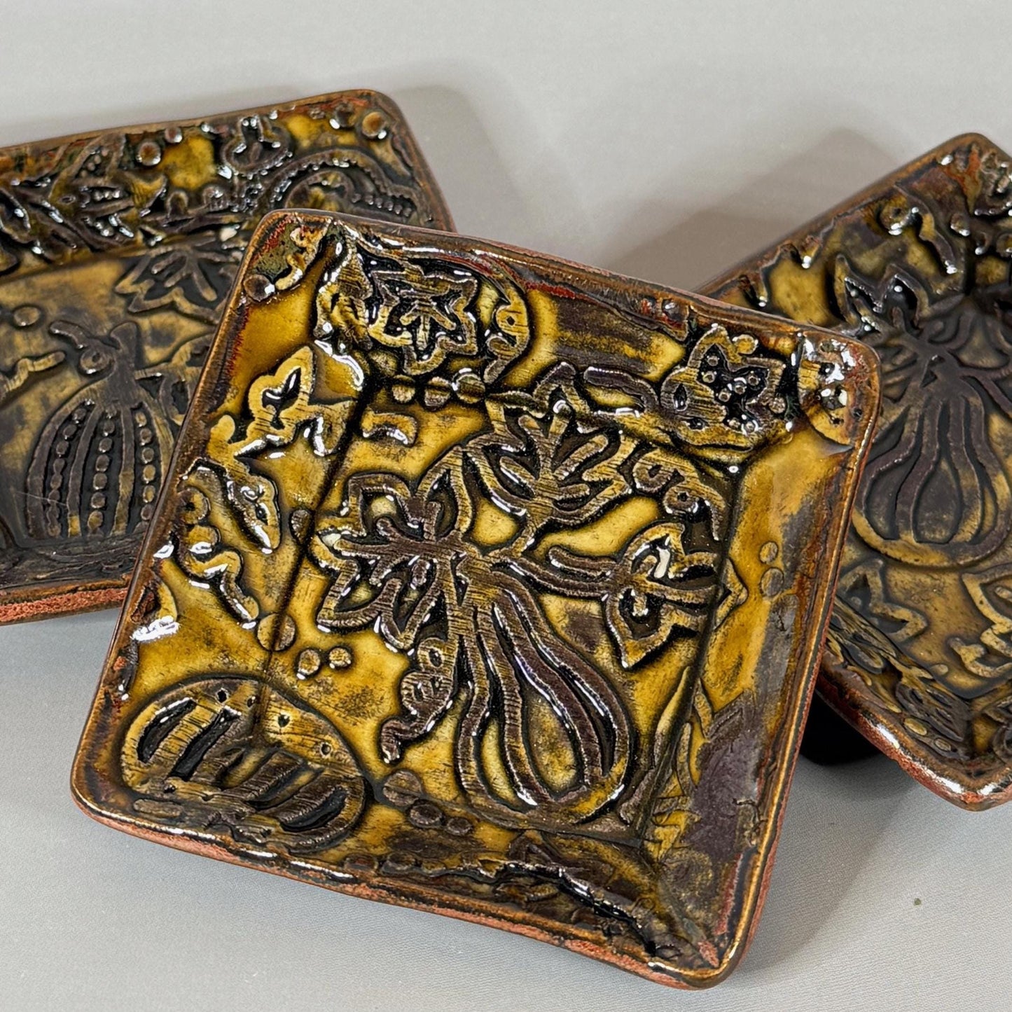 Gourds and Pumpkins Harvest Gold Teabag Holder and Spoon Rest
