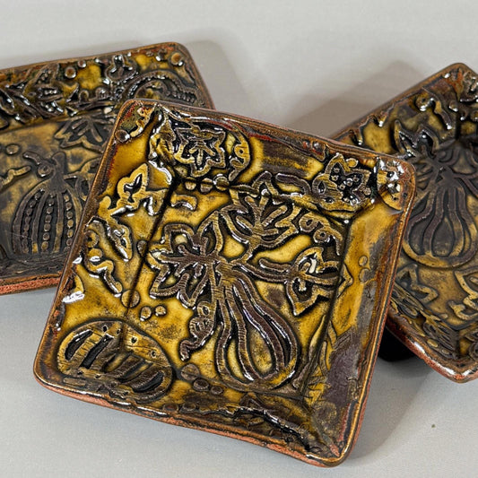 Gourds and Pumpkins Harvest Gold Teabag Holder and Spoon Rest