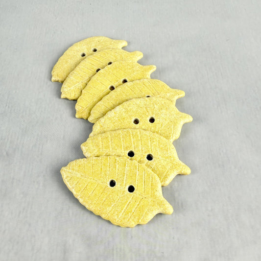 Large Yellow Leaf Ceramic Button