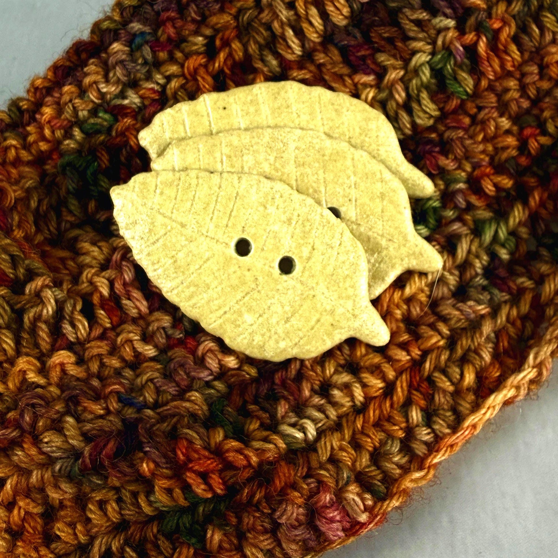 Large Yellow Leaf Ceramic Button