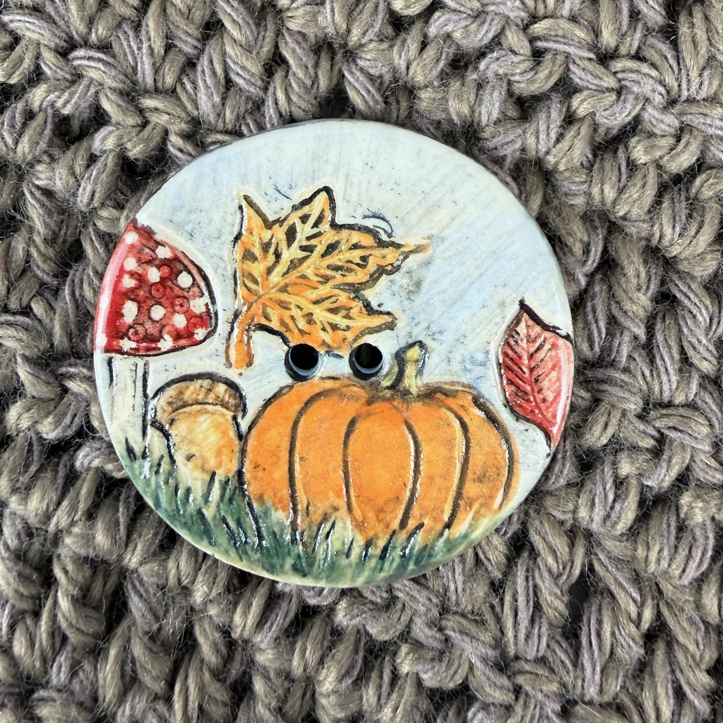 Fall Scenes Large Round Ceramic Button