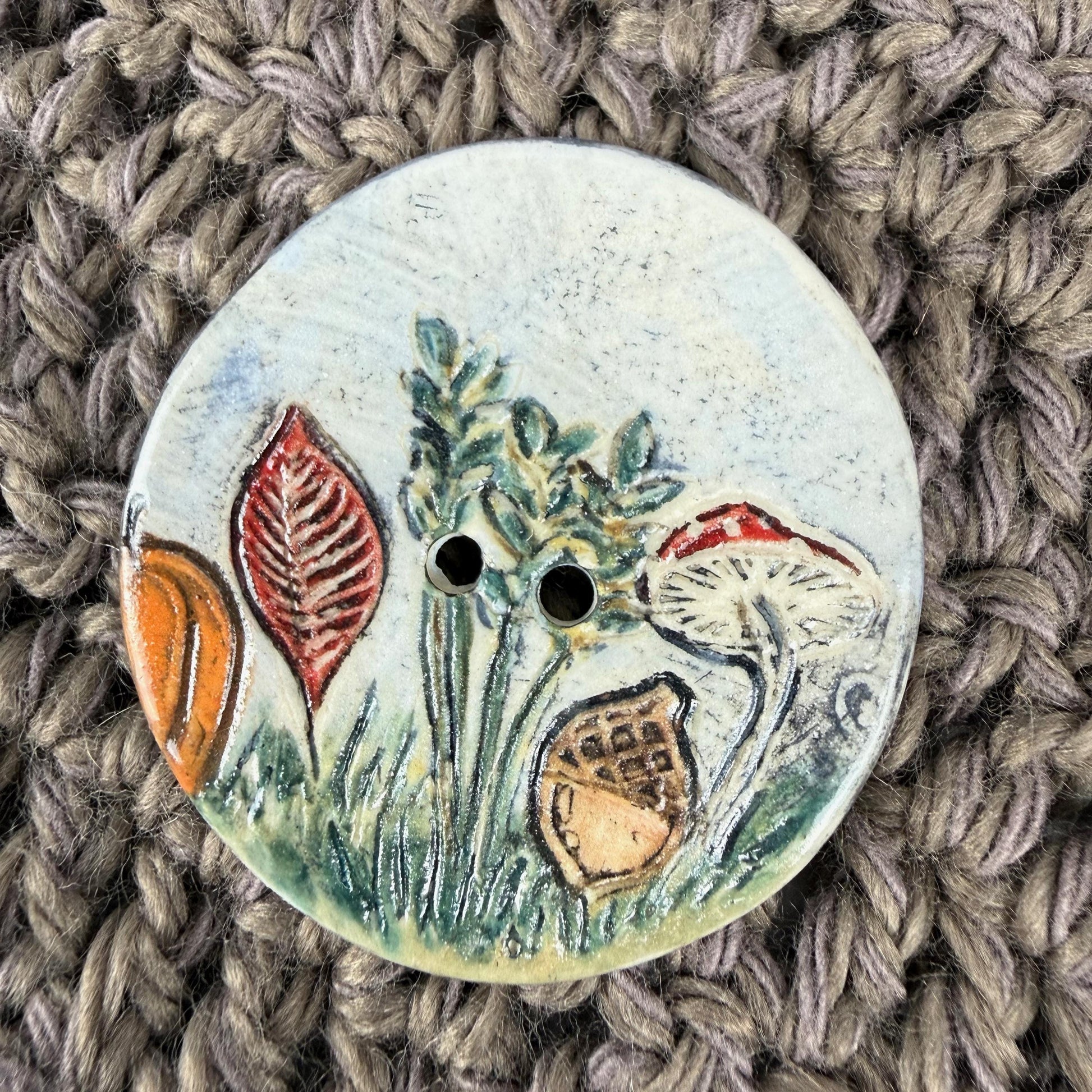 Fall Scenes Large Round Ceramic Button