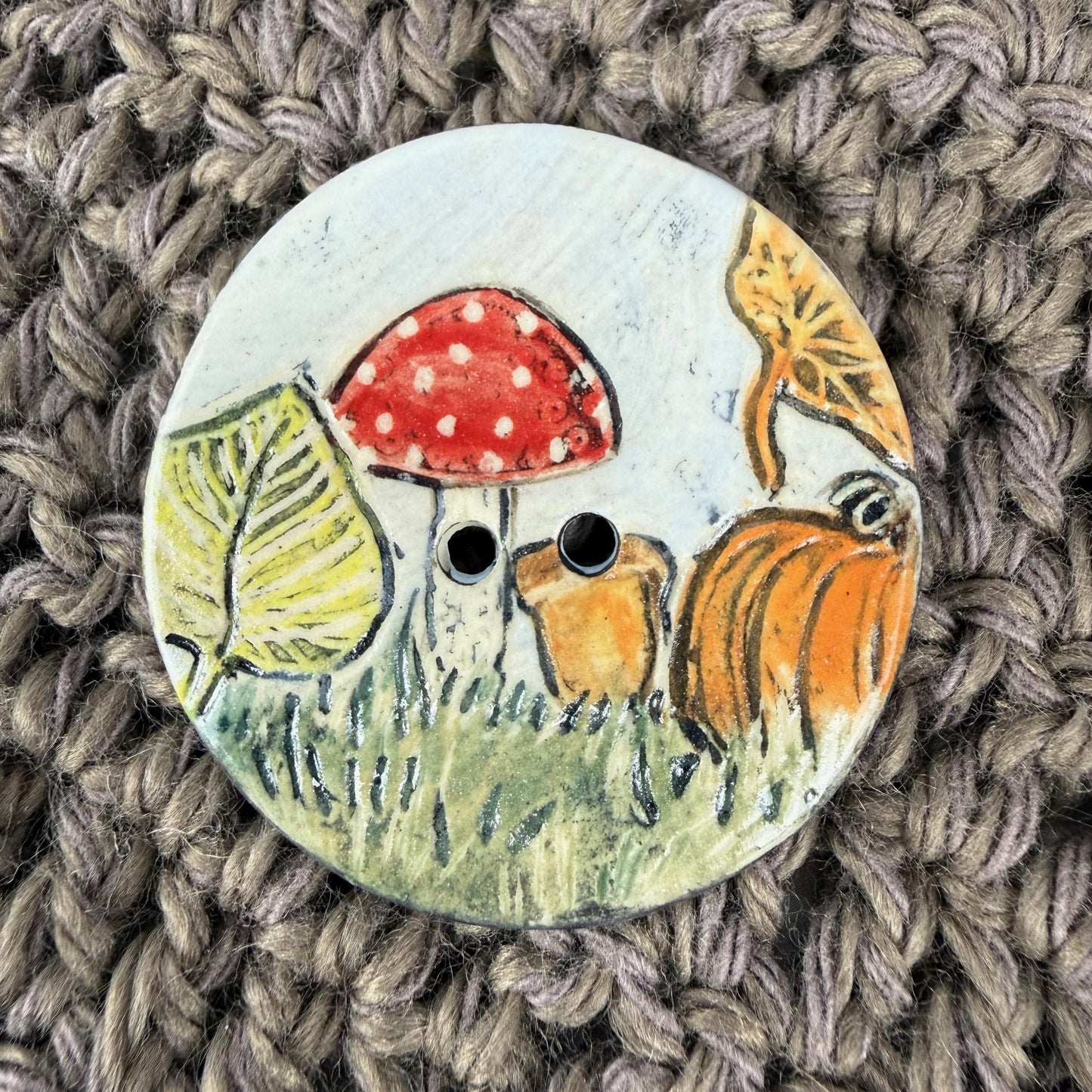 Fall Scenes Large Round Ceramic Button