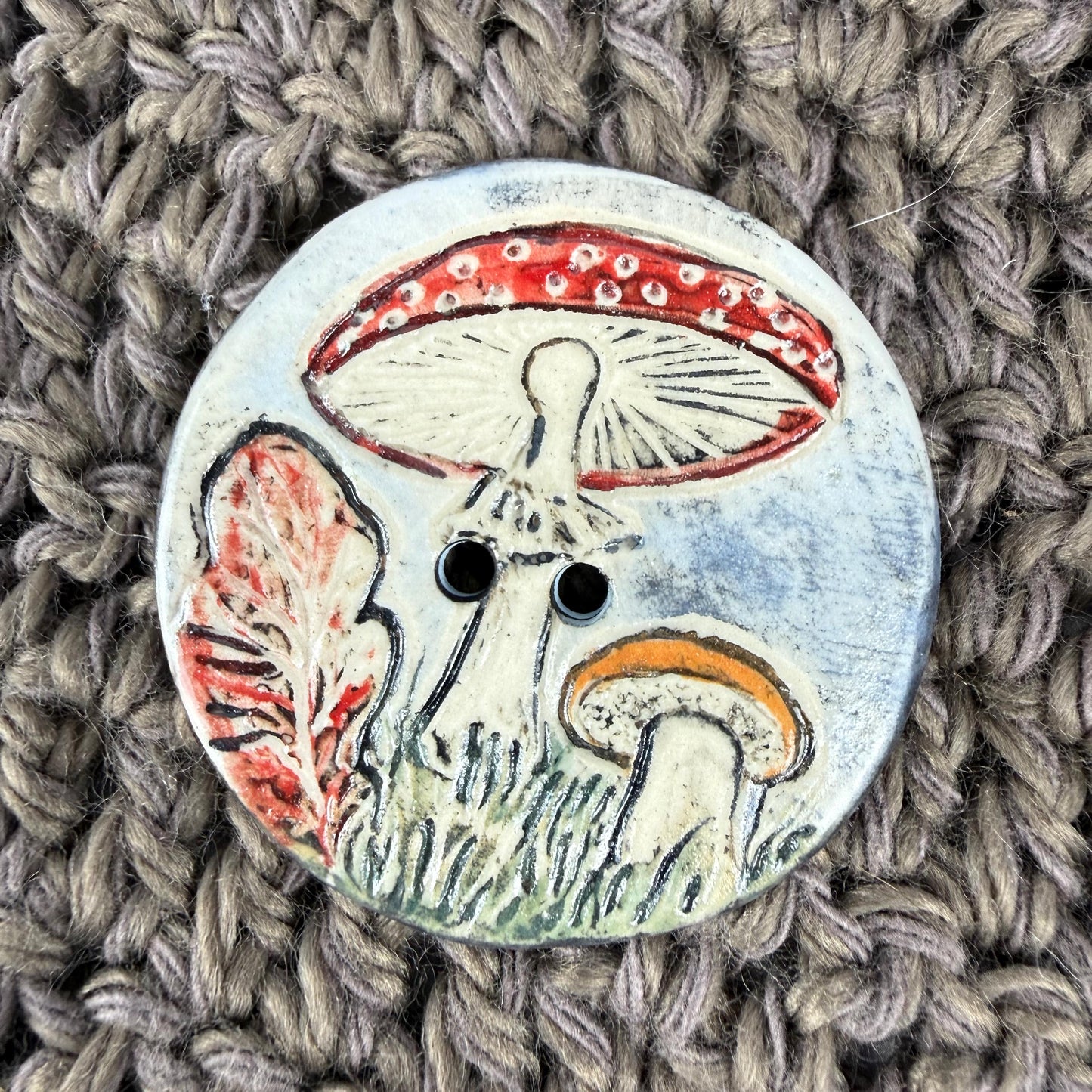 Fall Scenes Large Round Ceramic Button