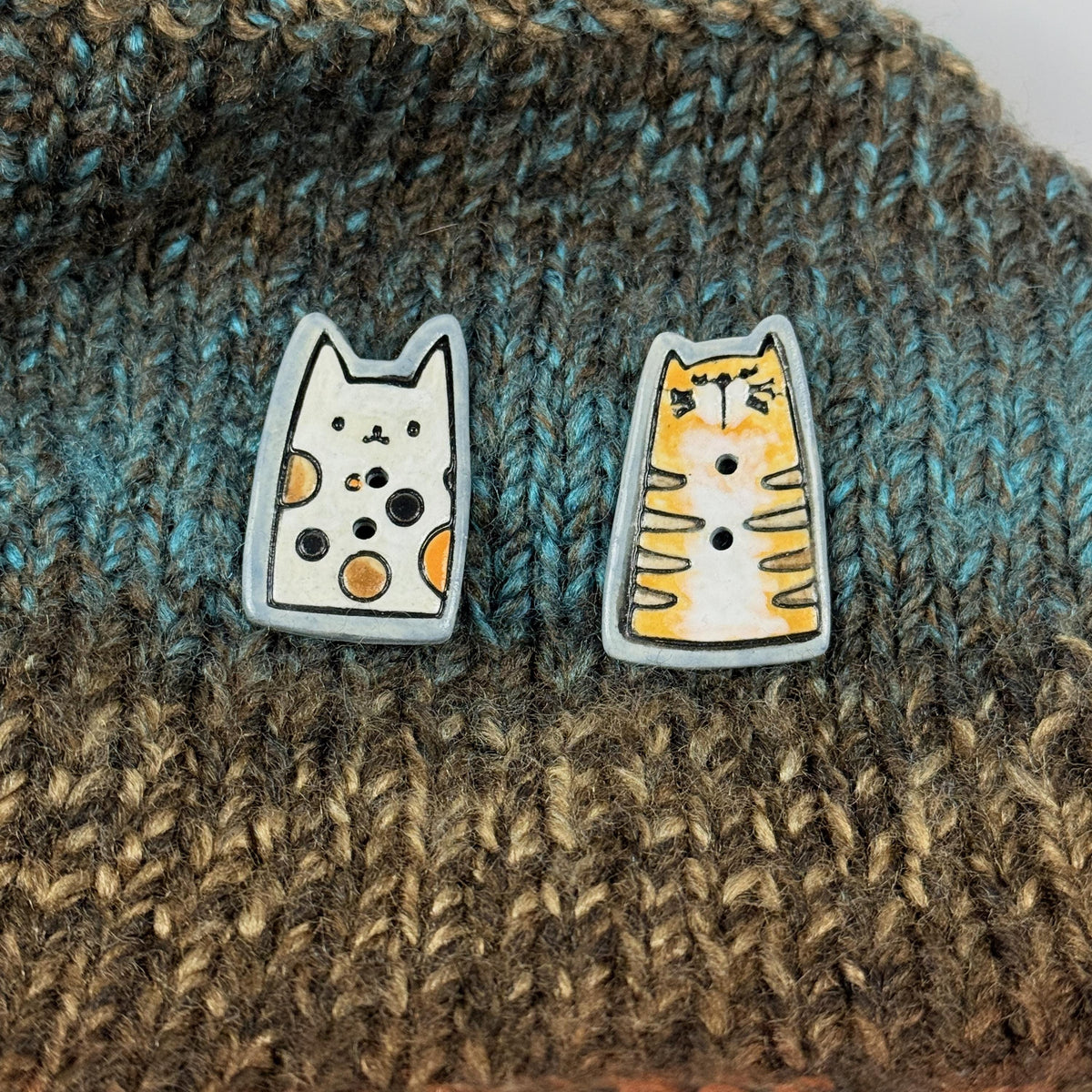 Orange Tiger Kitty Ceramic Button