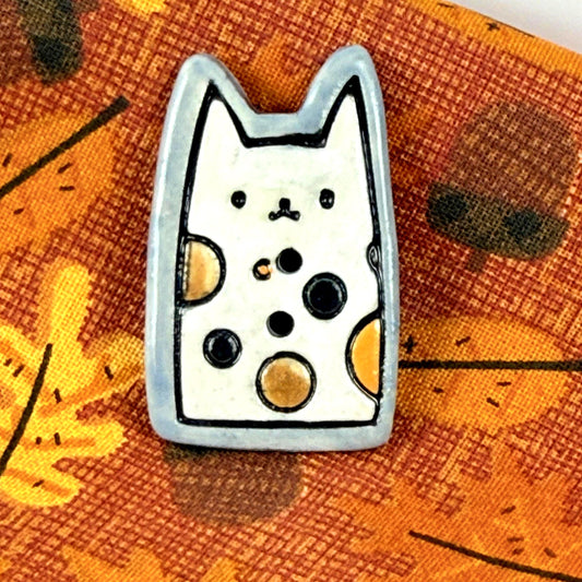 Calico Kitty Ceramic Button