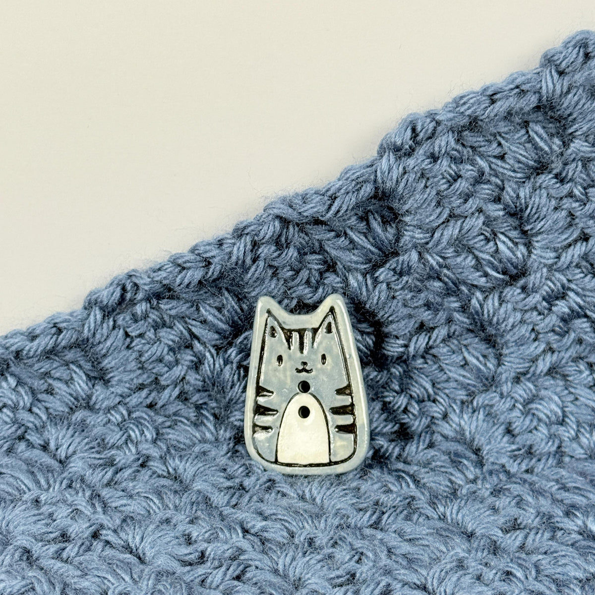 Gray Tiger Kitty Ceramic Button