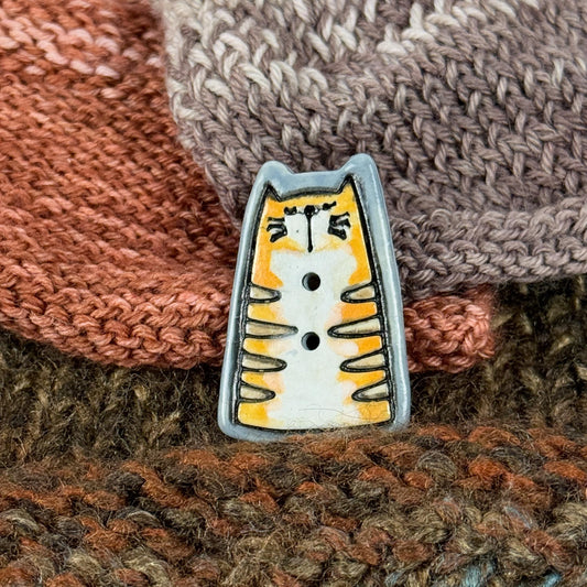 Orange Tiger Kitty Ceramic Button
