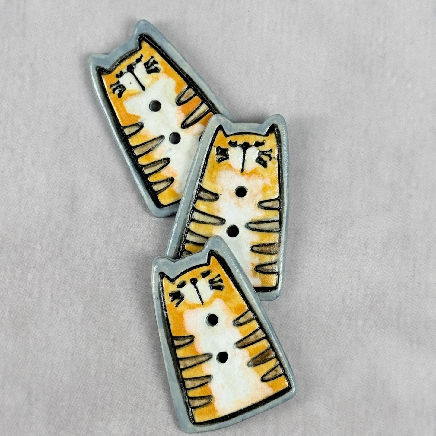 Orange Tiger Kitty Ceramic Button