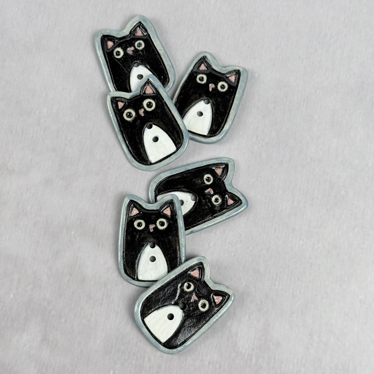 Tuxedo Kitty Ceramic Button