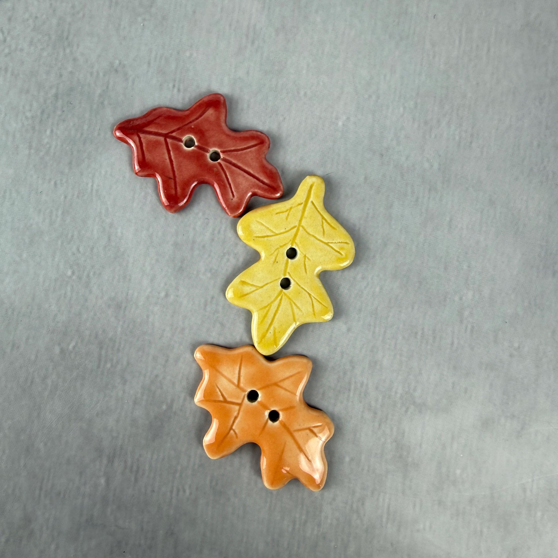 Fall Colored Leaves Ceramic Buttons