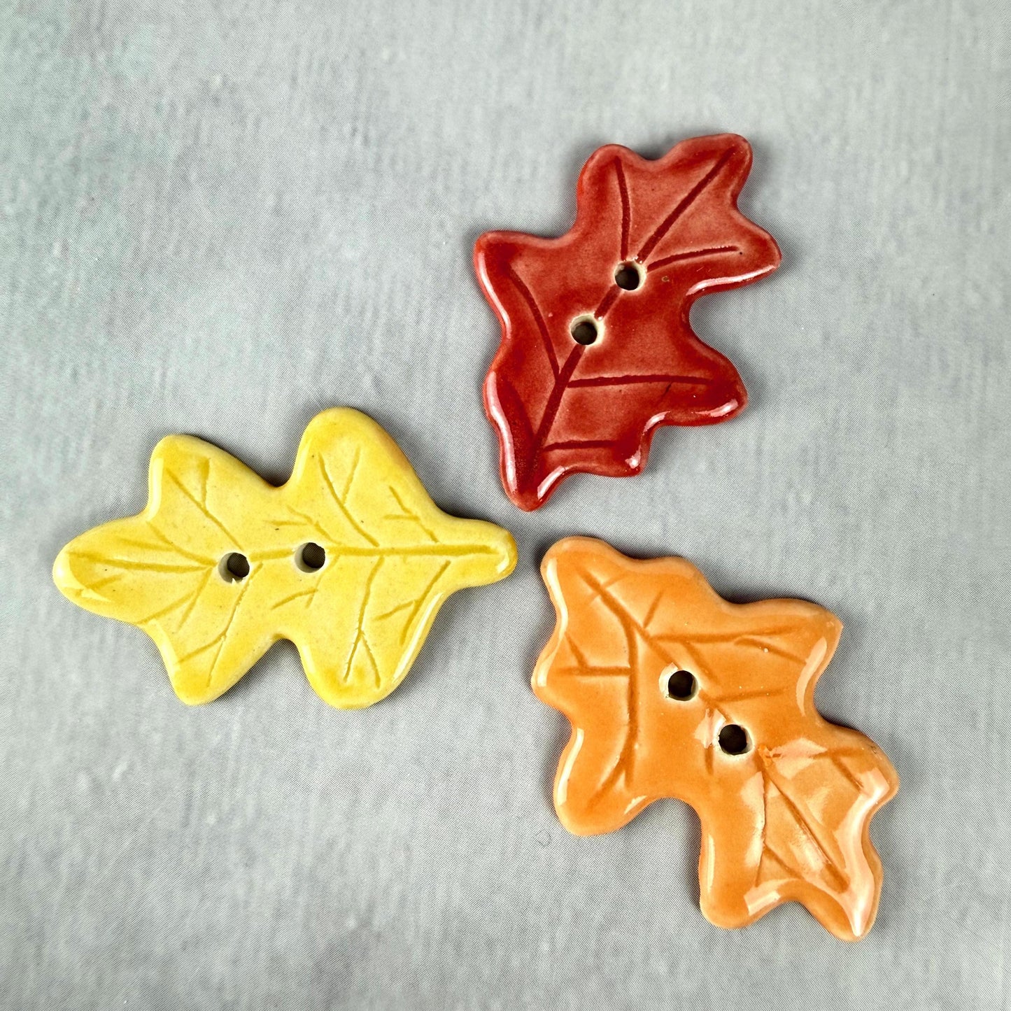 Fall Colored Leaves Ceramic Buttons