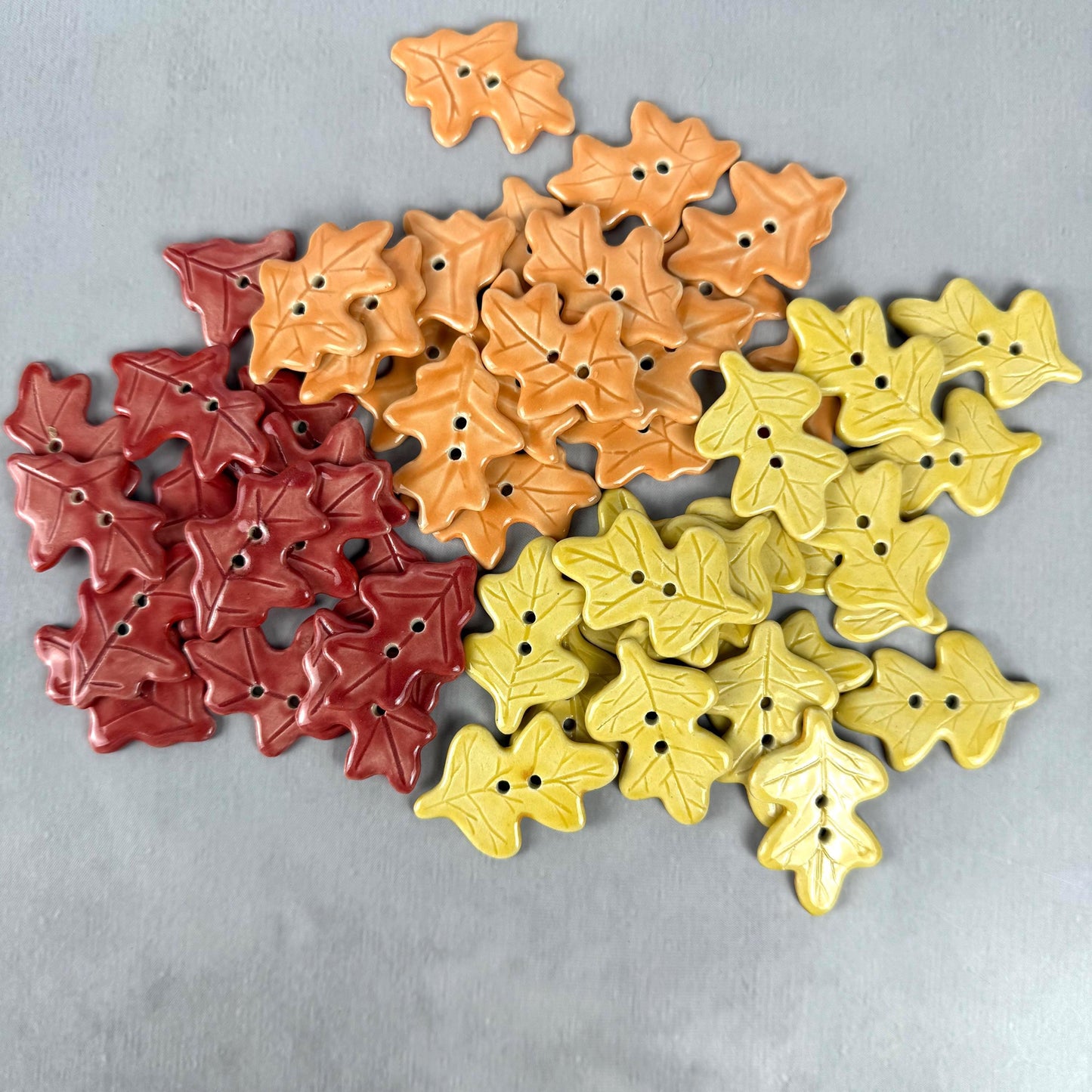 Fall Colored Leaves Ceramic Buttons