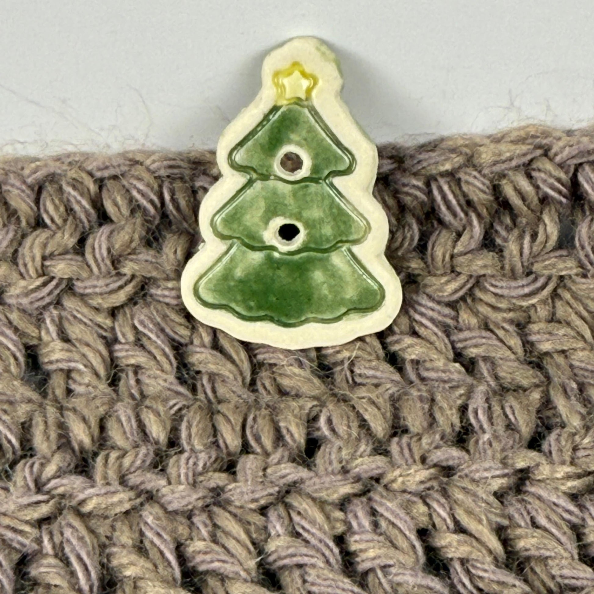 Evergreen Tree with Star Set of 3 Ceramic Buttons