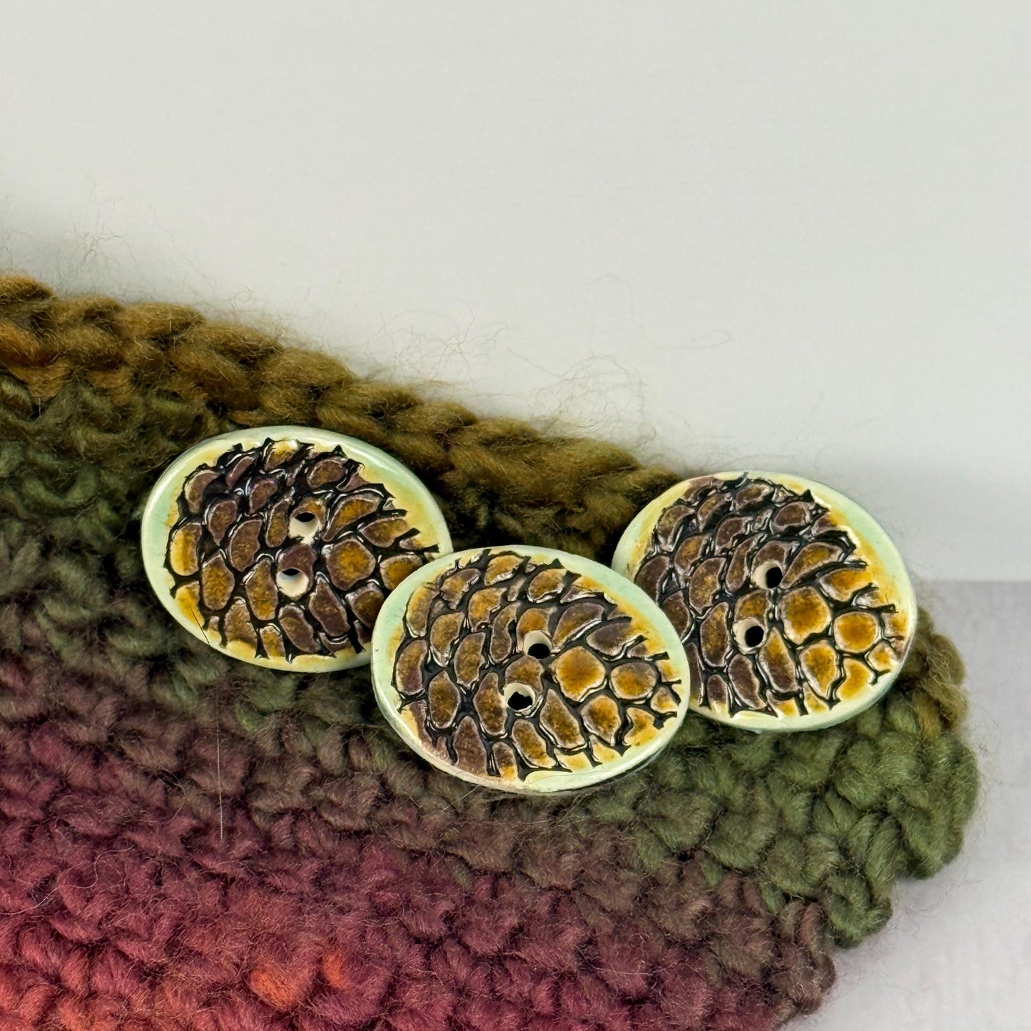 Pinecone Ceramic Button