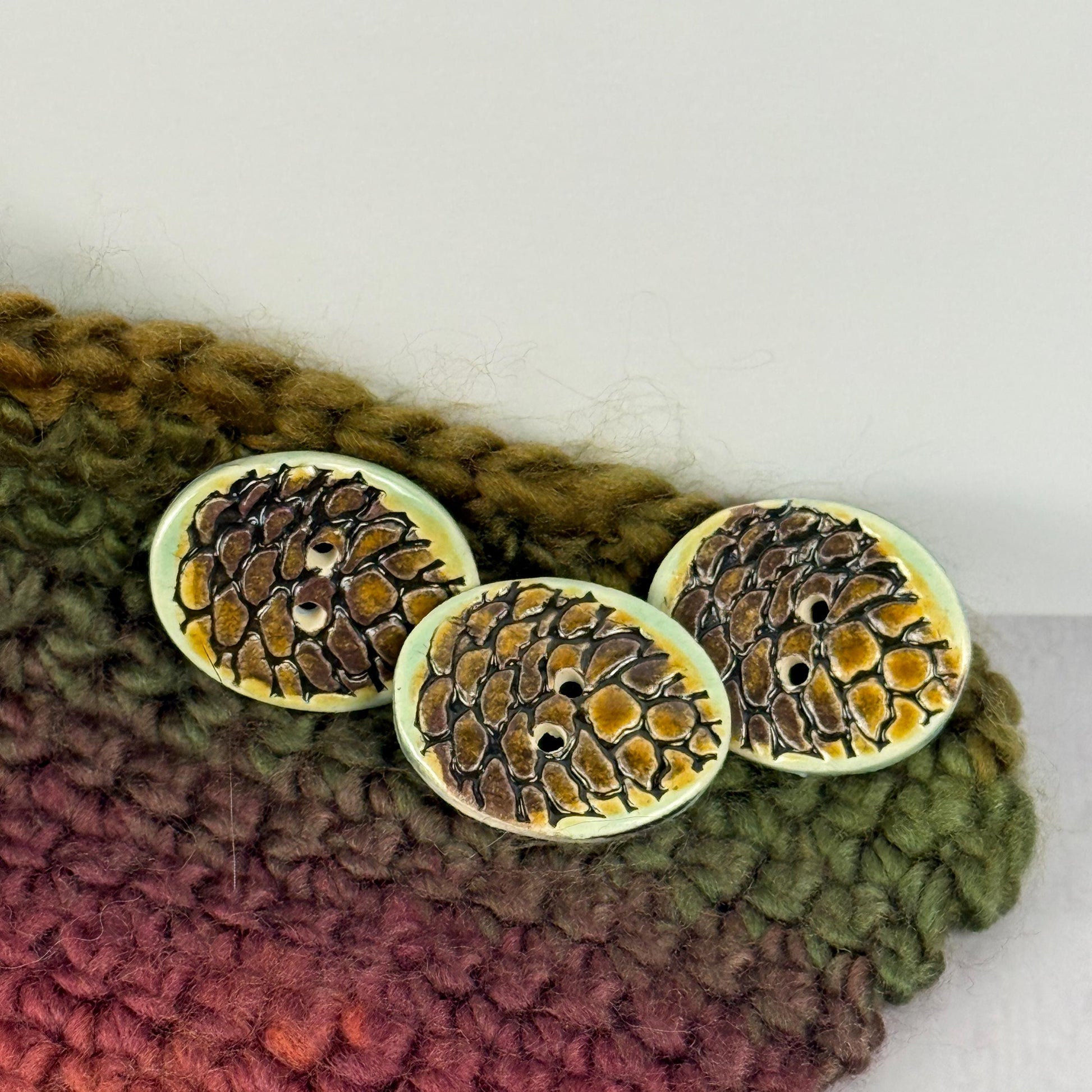 Pinecone Ceramic Button