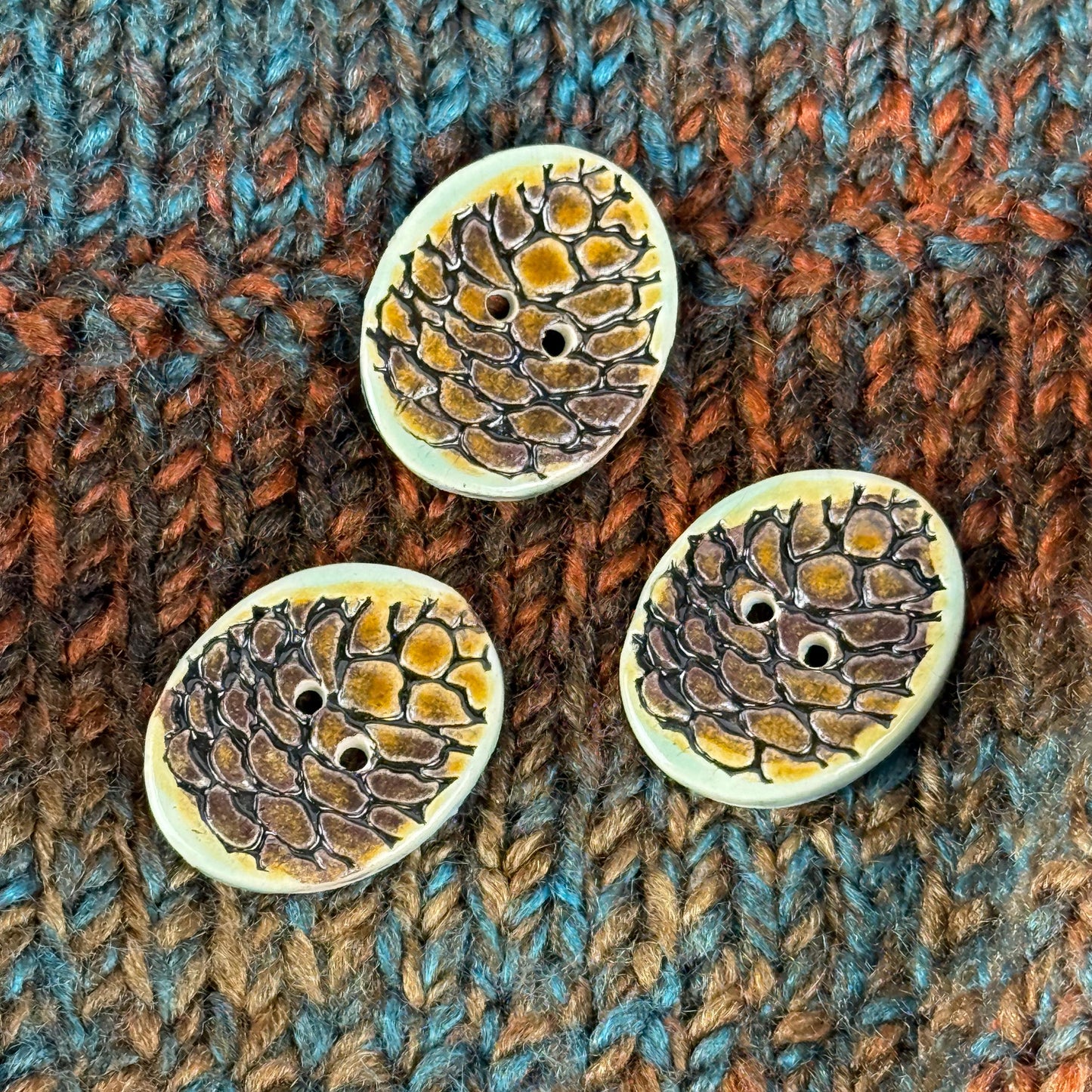 Pinecone Ceramic Button
