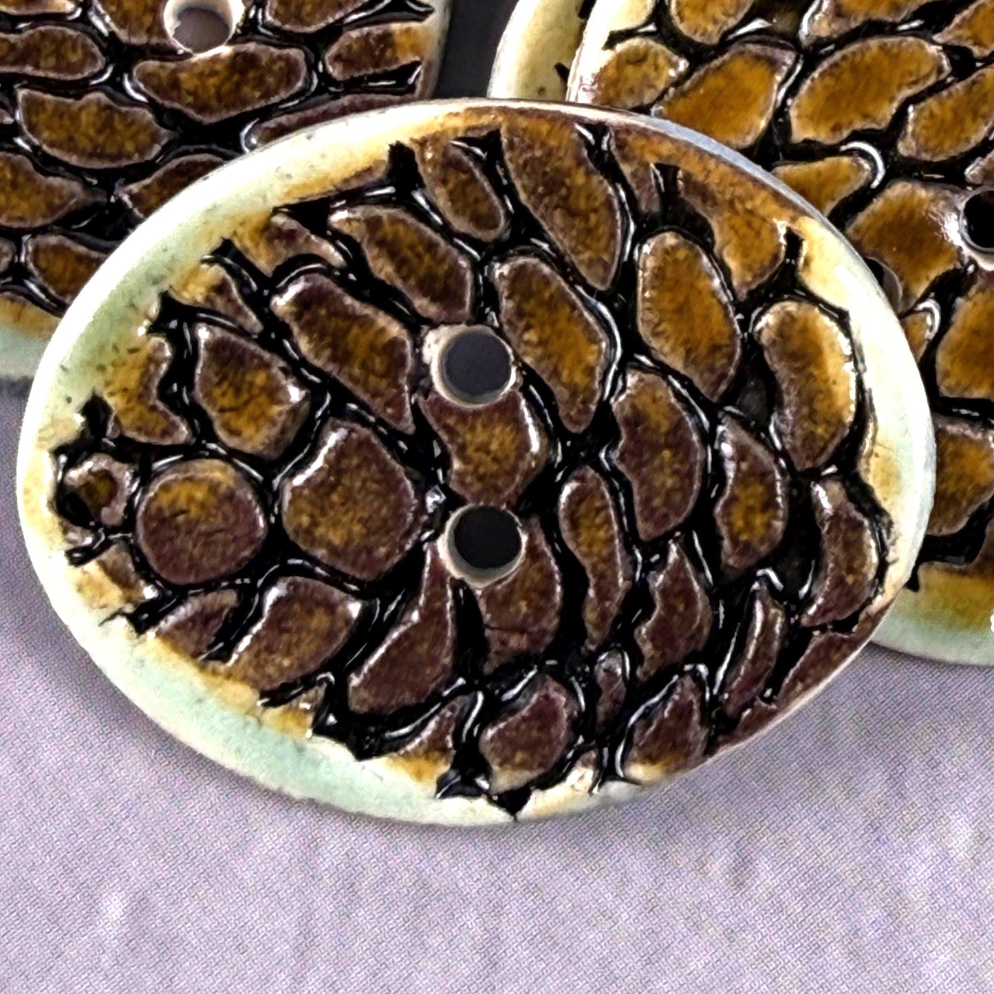 Pinecone Ceramic Button