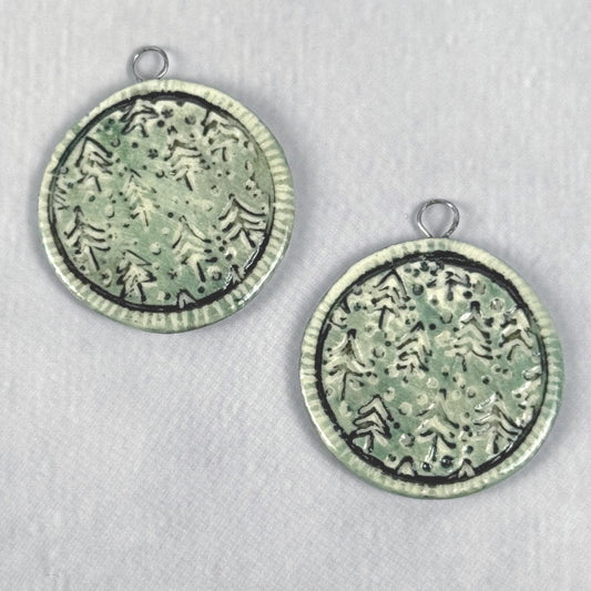 Rustic Winter Pine Trees Jewelry Component/Charm