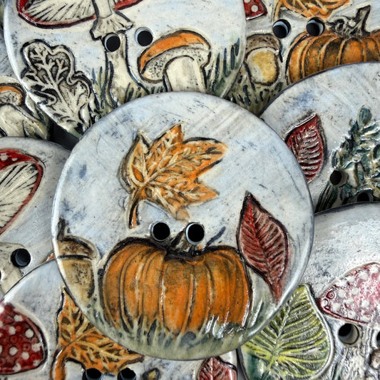 Fall Scenes Large Round Ceramic Button