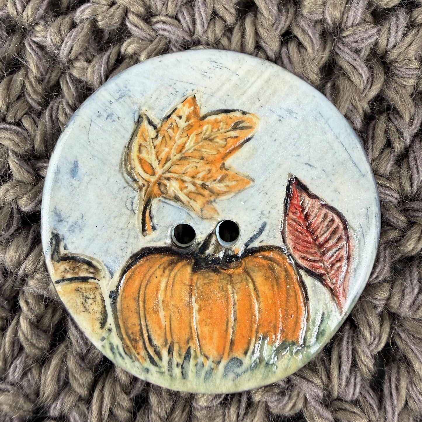 Fall Scenes Large Round Ceramic Button