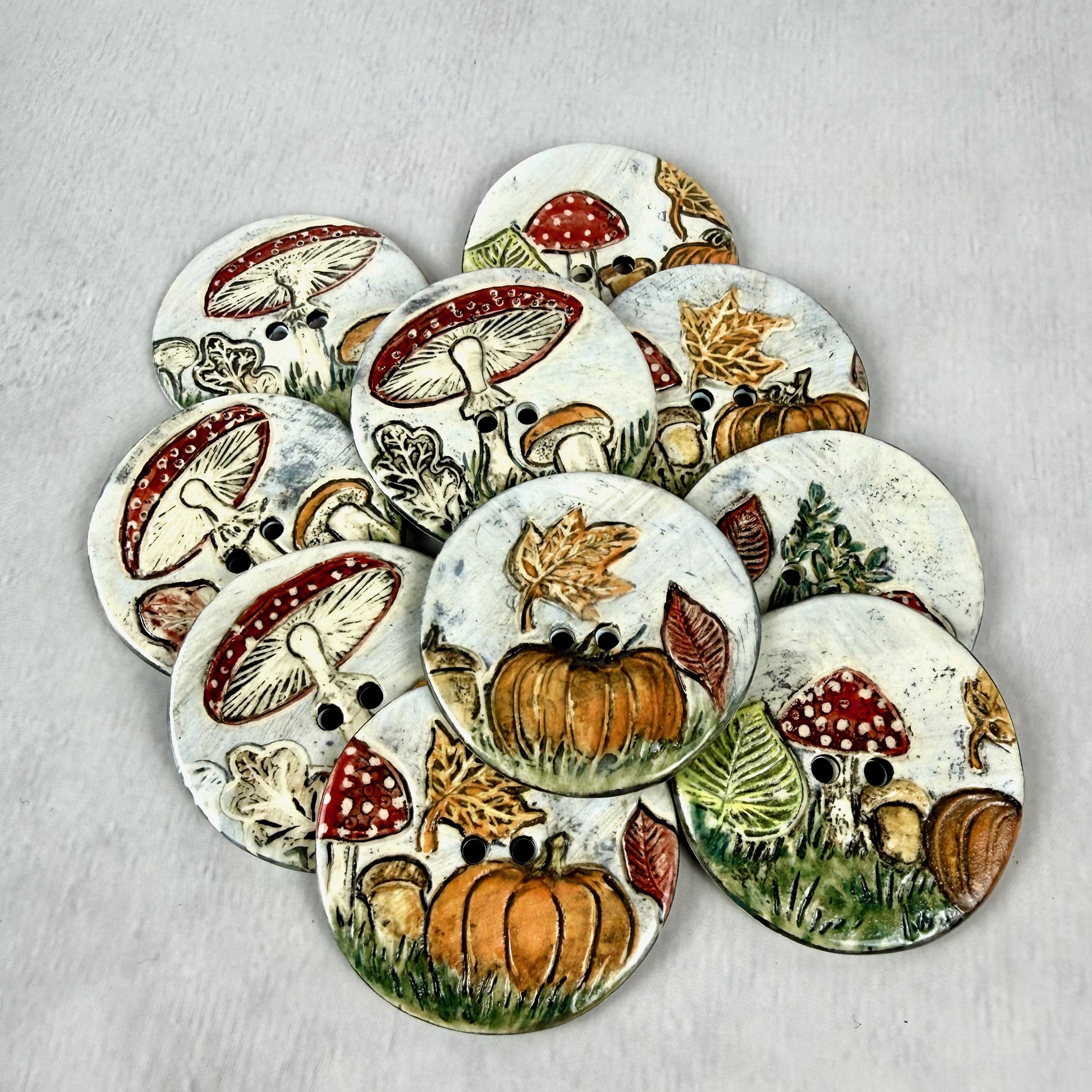 Fall Scenes Large Round Ceramic Button