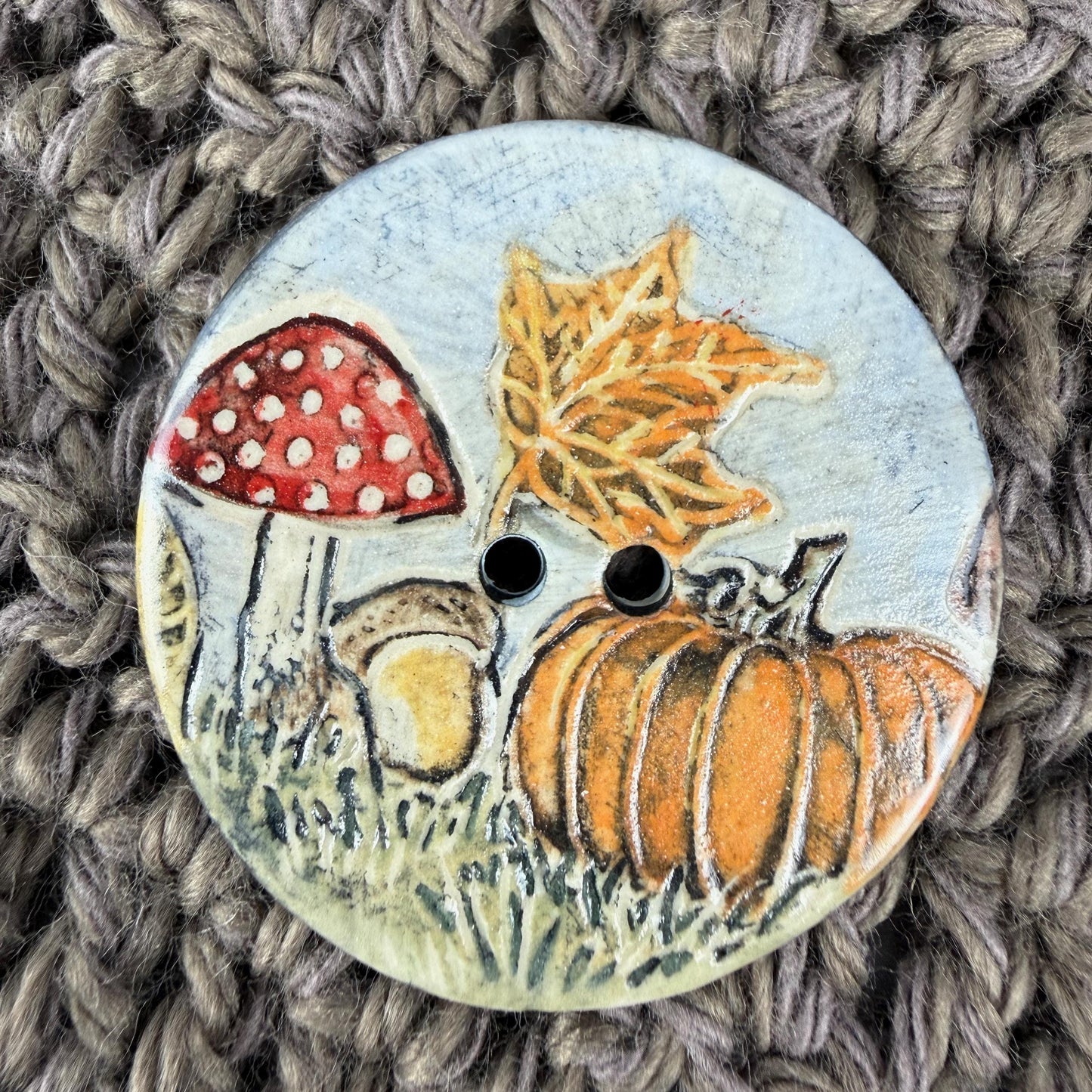 Fall Scenes Large Round Ceramic Button