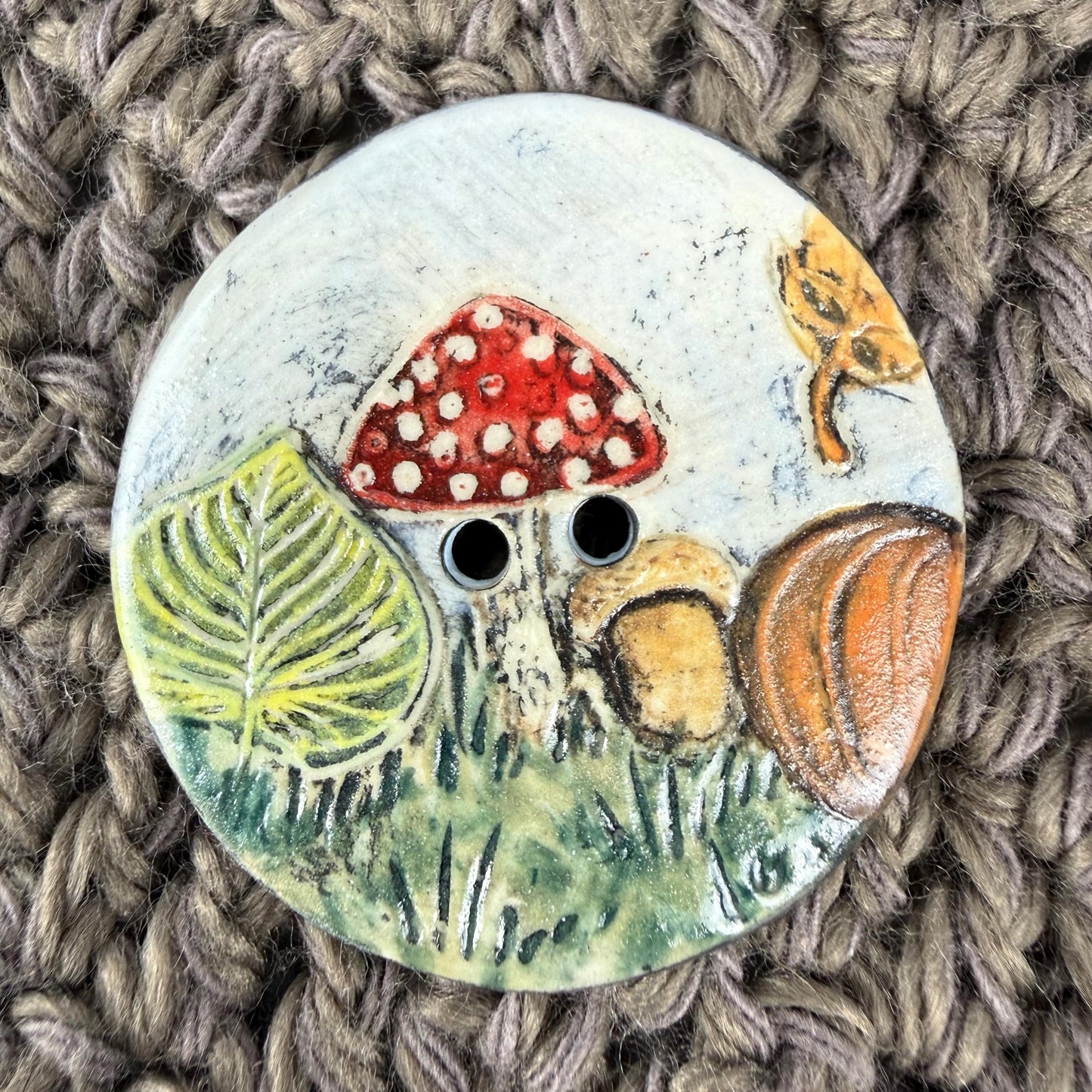 Fall Scenes Large Round Ceramic Button
