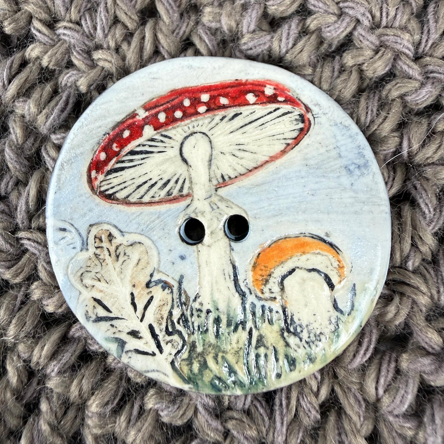 Fall Scenes Large Round Ceramic Button