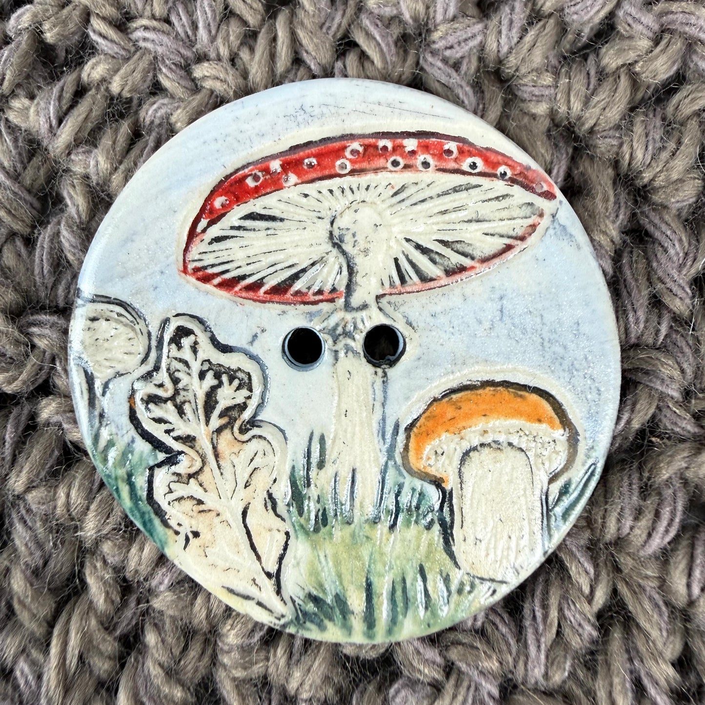 Fall Scenes Large Round Ceramic Button