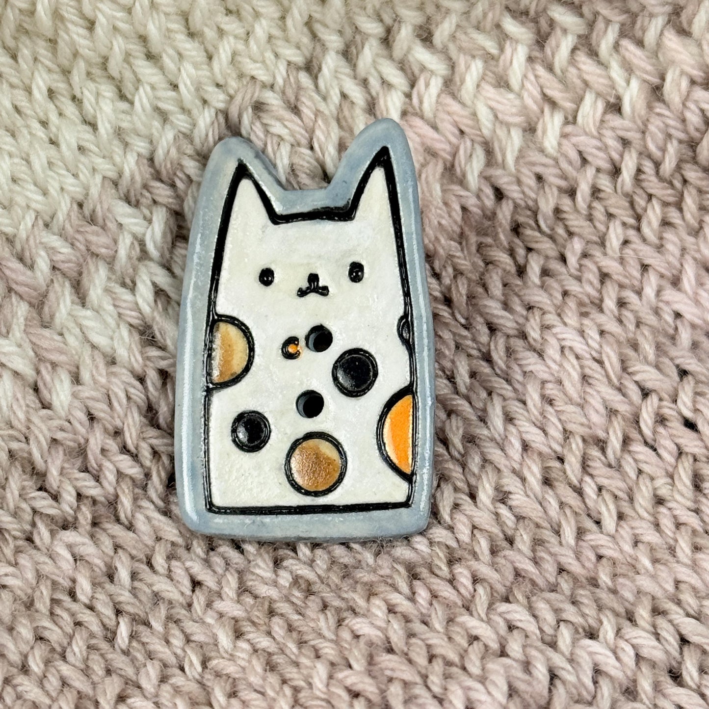 Calico Kitty Ceramic Button