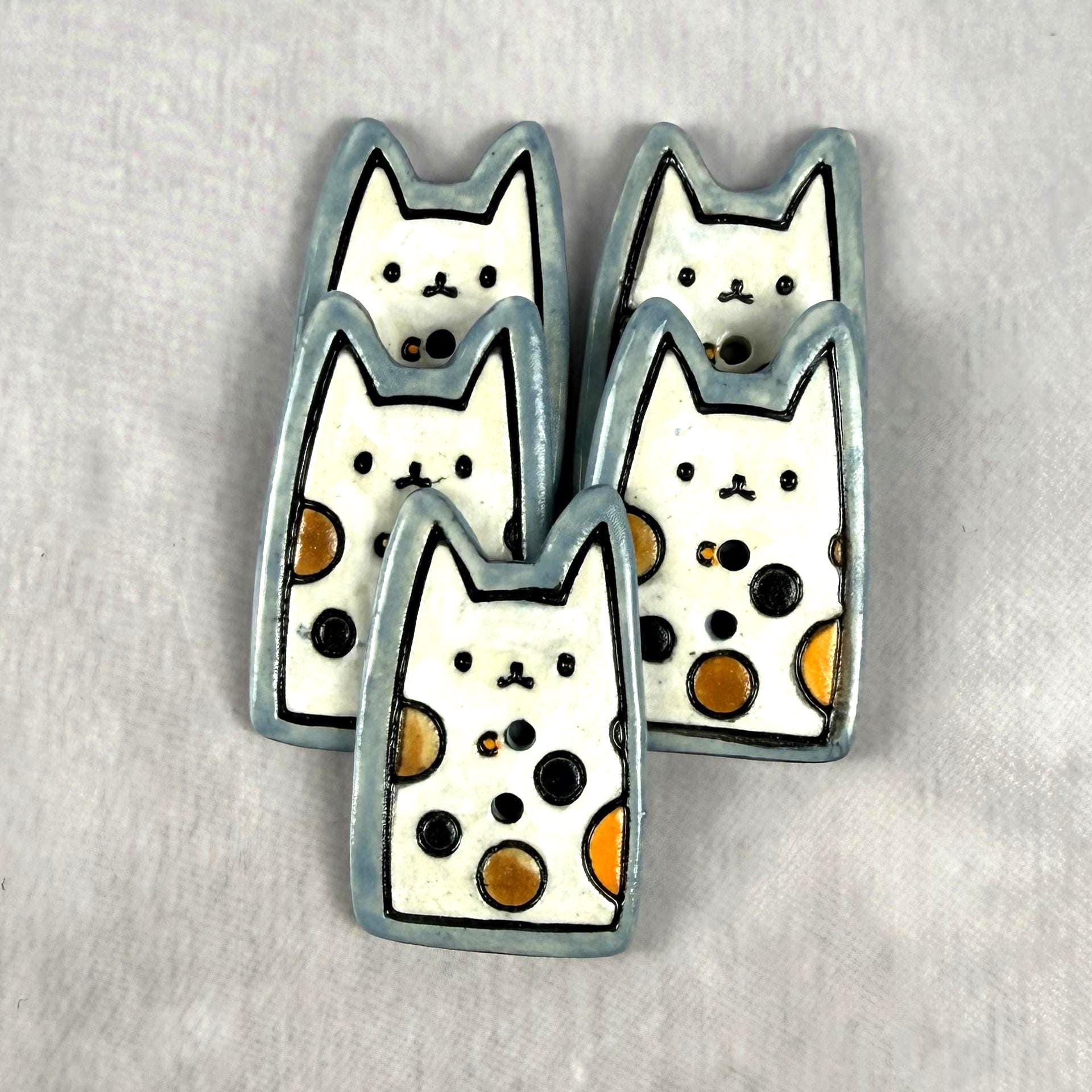 Calico Kitty Ceramic Button
